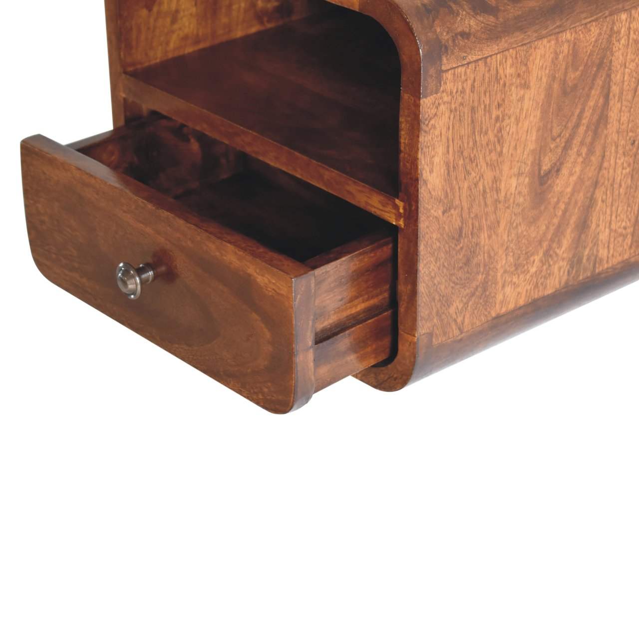 Artisan Extra Mini Wall Mounted Curved Chestnut Bedside with Open Slot - Artisan Furniture - Flyclothing LLC