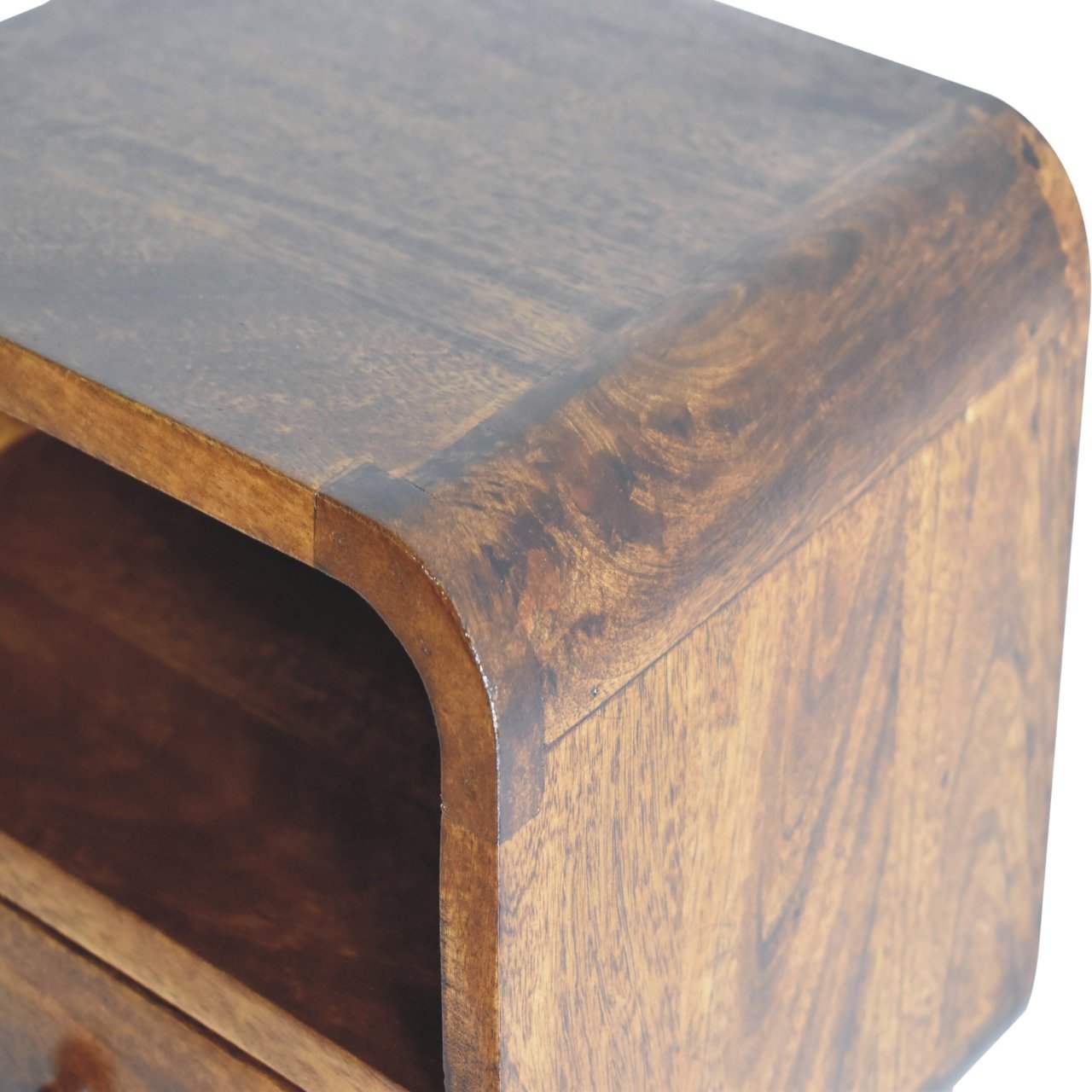 Artisan Extra Mini Wall Mounted Curved Chestnut Bedside with Open Slot - Artisan Furniture - Flyclothing LLC