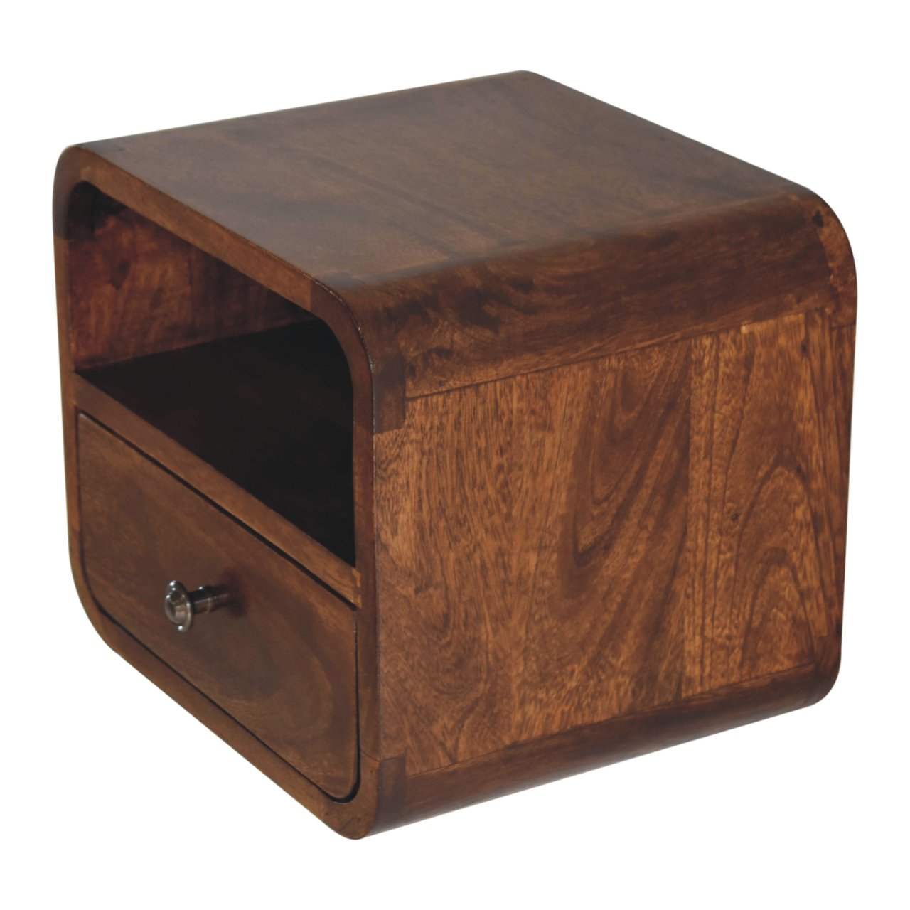 Artisan Extra Mini Wall Mounted Curved Chestnut Bedside with Open Slot - Artisan Furniture - Flyclothing LLC
