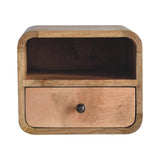 Artisan Extra Mini Wall Mounted Curved Oak-ish Bedside with Open Slot - Artisan Furniture - Flyclothing LLC