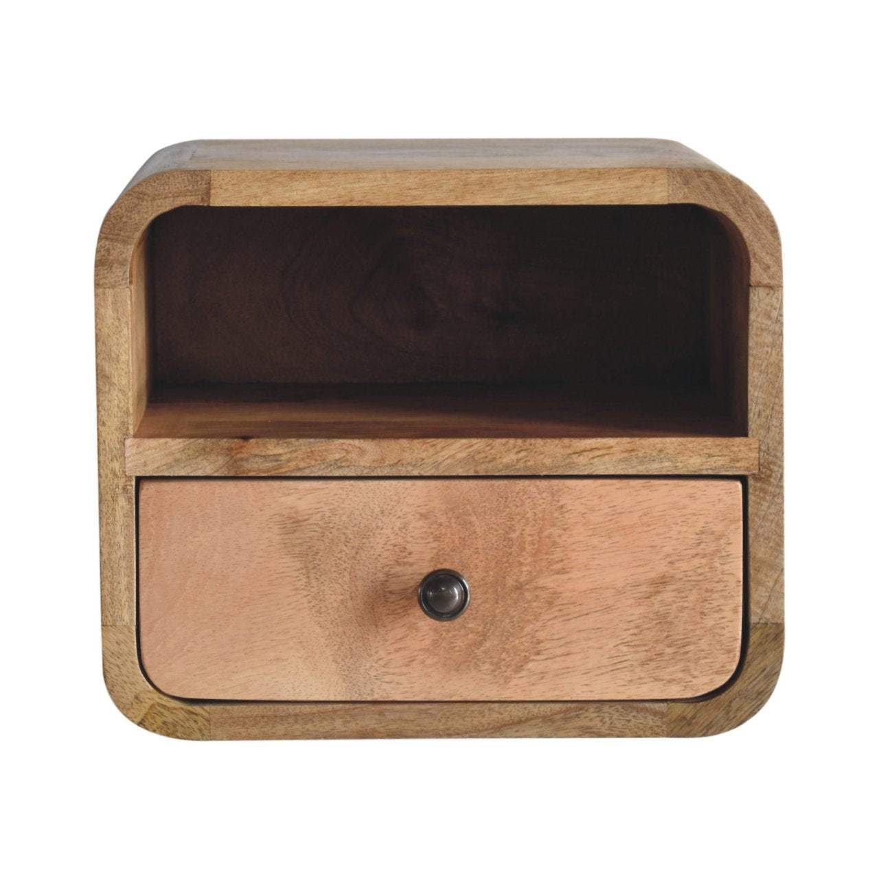 Artisan Extra Mini Wall Mounted Curved Oak-ish Bedside with Open Slot - Artisan Furniture - Flyclothing LLC