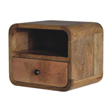 Artisan Extra Mini Wall Mounted Curved Oak-ish Bedside with Open Slot - Artisan Furniture - Flyclothing LLC