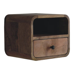 Artisan Extra Mini Wall Mounted Curved Oak-ish Bedside with Open Slot - Artisan Furniture