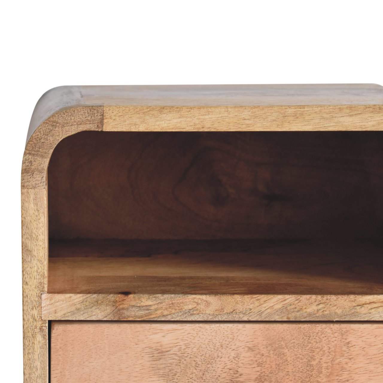 Artisan Extra Mini Wall Mounted Curved Oak-ish Bedside with Open Slot - Artisan Furniture - Flyclothing LLC