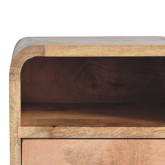 Artisan Extra Mini Wall Mounted Curved Oak-ish Bedside with Open Slot - Artisan Furniture