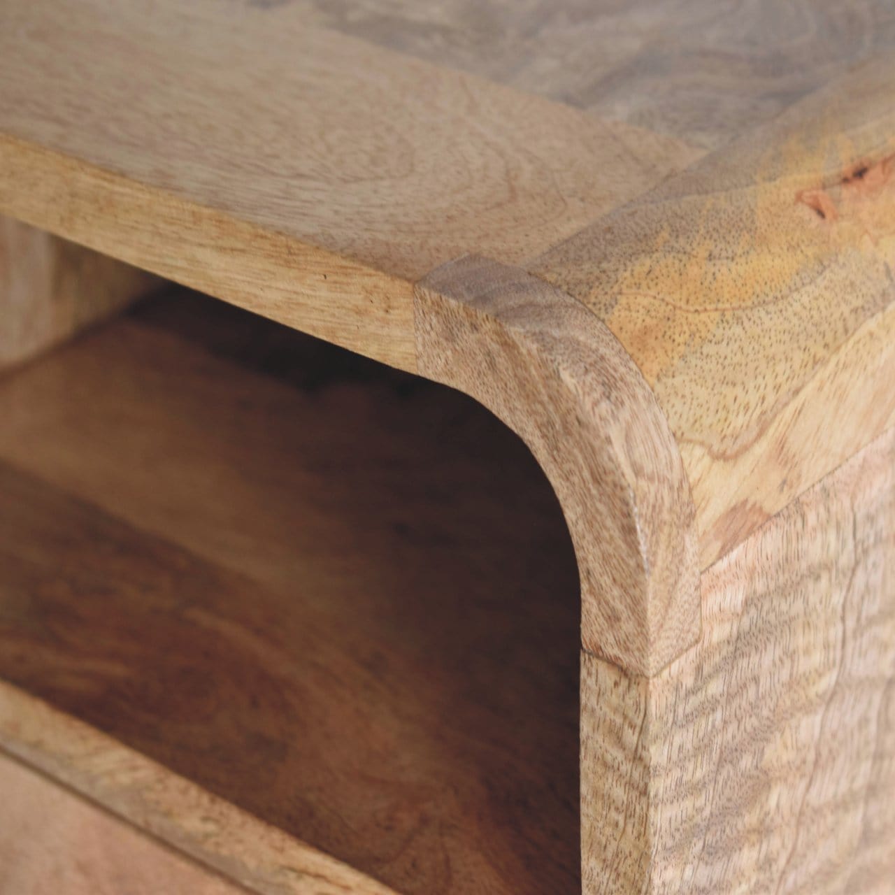 Artisan Extra Mini Wall Mounted Curved Oak-ish Bedside with Open Slot - Artisan Furniture