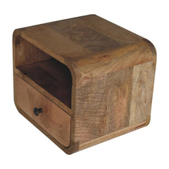 Artisan Extra Mini Wall Mounted Curved Oak-ish Bedside with Open Slot - Artisan Furniture