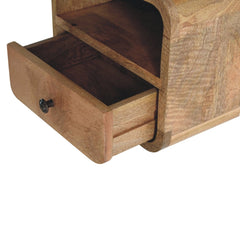 Artisan Extra Mini Wall Mounted Curved Oak-ish Bedside with Open Slot - Artisan Furniture