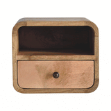 Artisan Extra Mini Wall Mounted Curved Oak-ish Bedside with Open Slot - Artisan Furniture - Flyclothing LLC