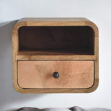 Artisan Extra Mini Wall Mounted Curved Oak-ish Bedside with Open Slot - Artisan Furniture - Flyclothing LLC