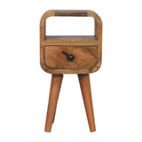 Extra Mini Oakish Curve Open Slot Bedside - Artisan Furniture