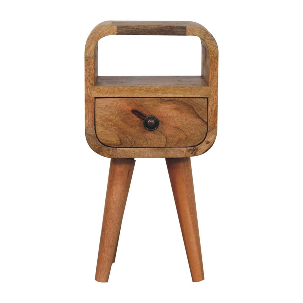Extra Mini Oakish Curve Open Slot Bedside - Artisan Furniture