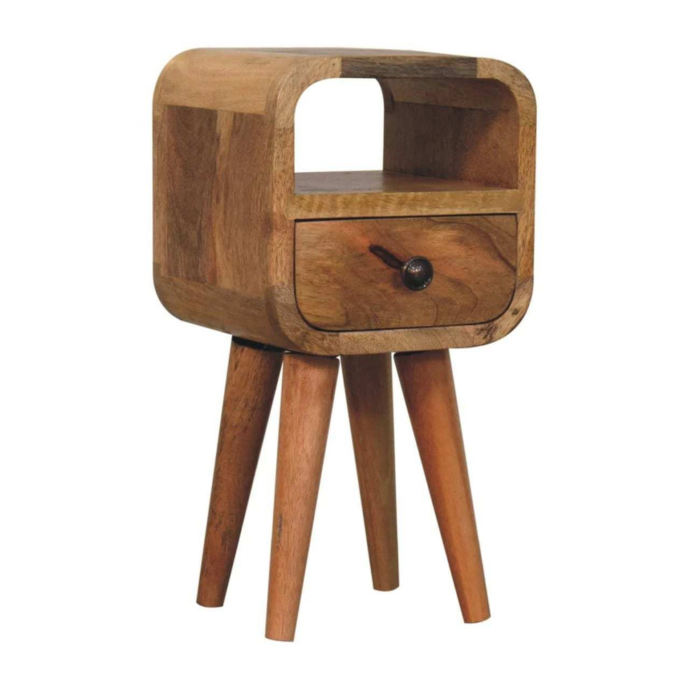 Extra Mini Oakish Curve Open Slot Bedside - Artisan Furniture - Flyclothing LLC