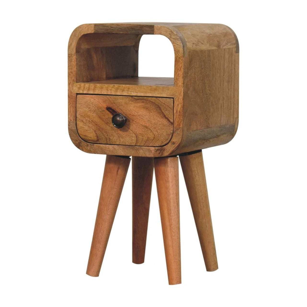 Extra Mini Oakish Curve Open Slot Bedside - Artisan Furniture - Flyclothing LLC