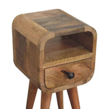 Extra Mini Oakish Curve Open Slot Bedside - Artisan Furniture - Flyclothing LLC