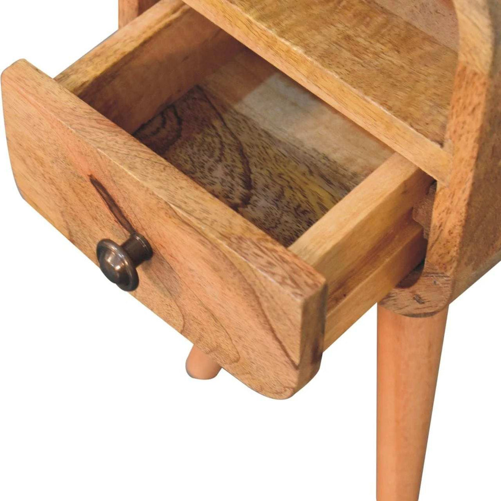 Extra Mini Oakish Curve Open Slot Bedside - Artisan Furniture - Flyclothing LLC