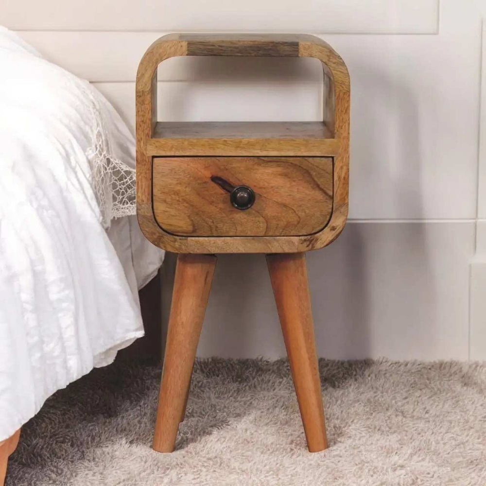 Extra Mini Oakish Curve Open Slot Bedside - Artisan Furniture - Flyclothing LLC