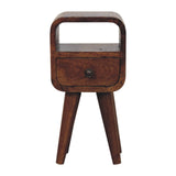 Extra Mini Chestnut Curve Open Slot Bedside - Artisan Furniture