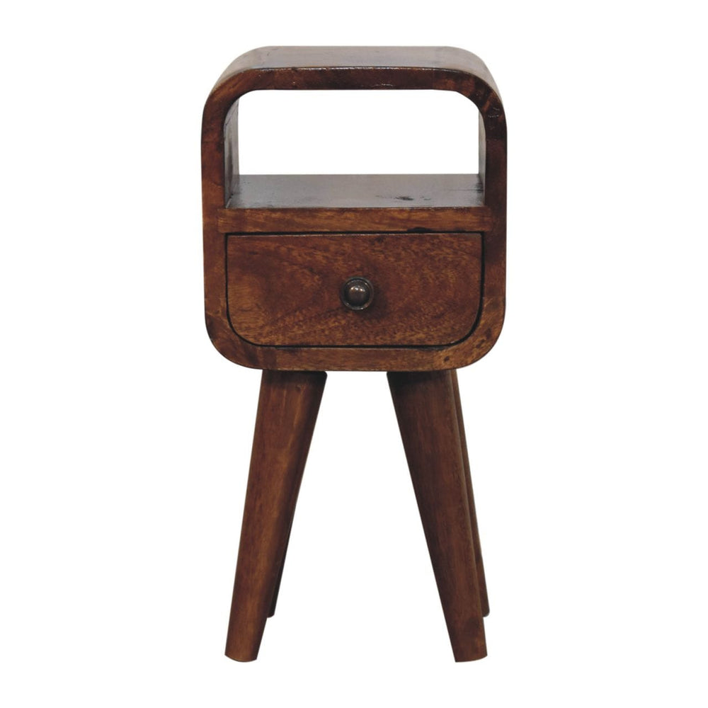 Extra Mini Chestnut Curve Open Slot Bedside - Artisan Furniture