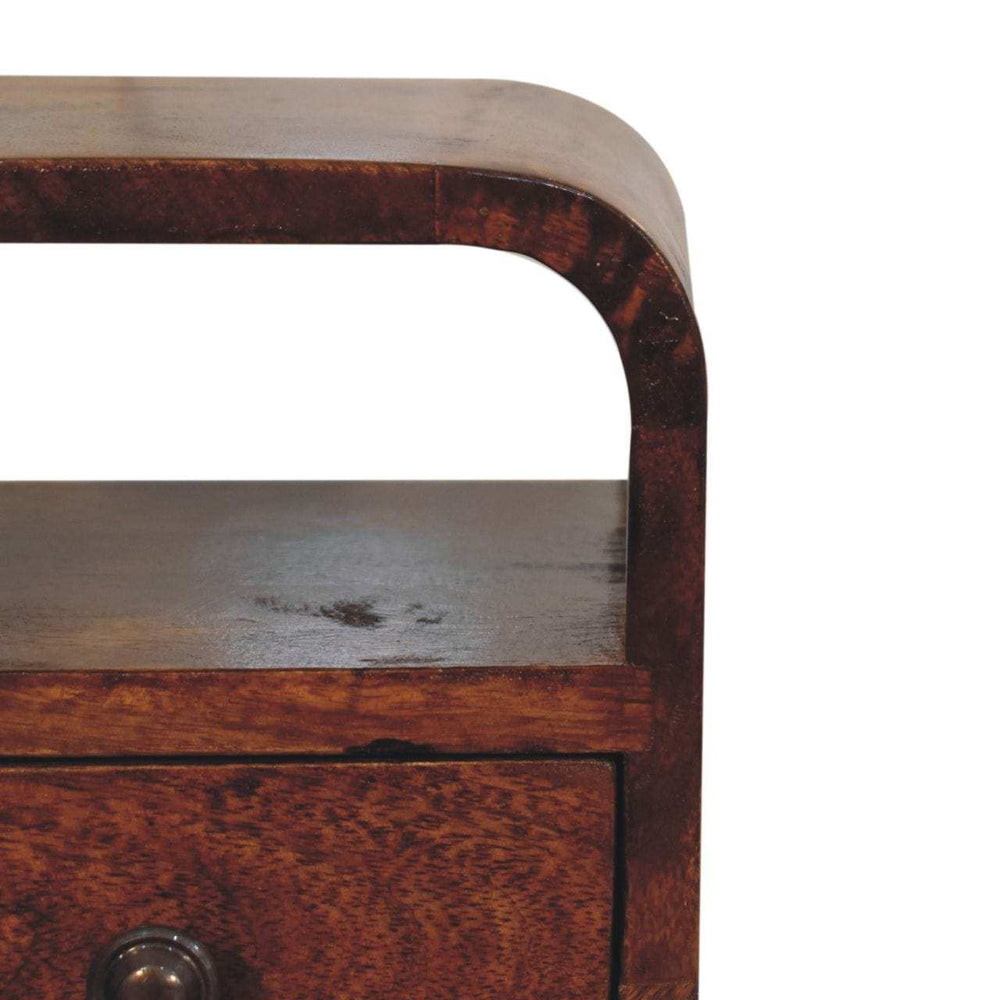 Extra Mini Chestnut Curve Open Slot Bedside - Artisan Furniture - Flyclothing LLC