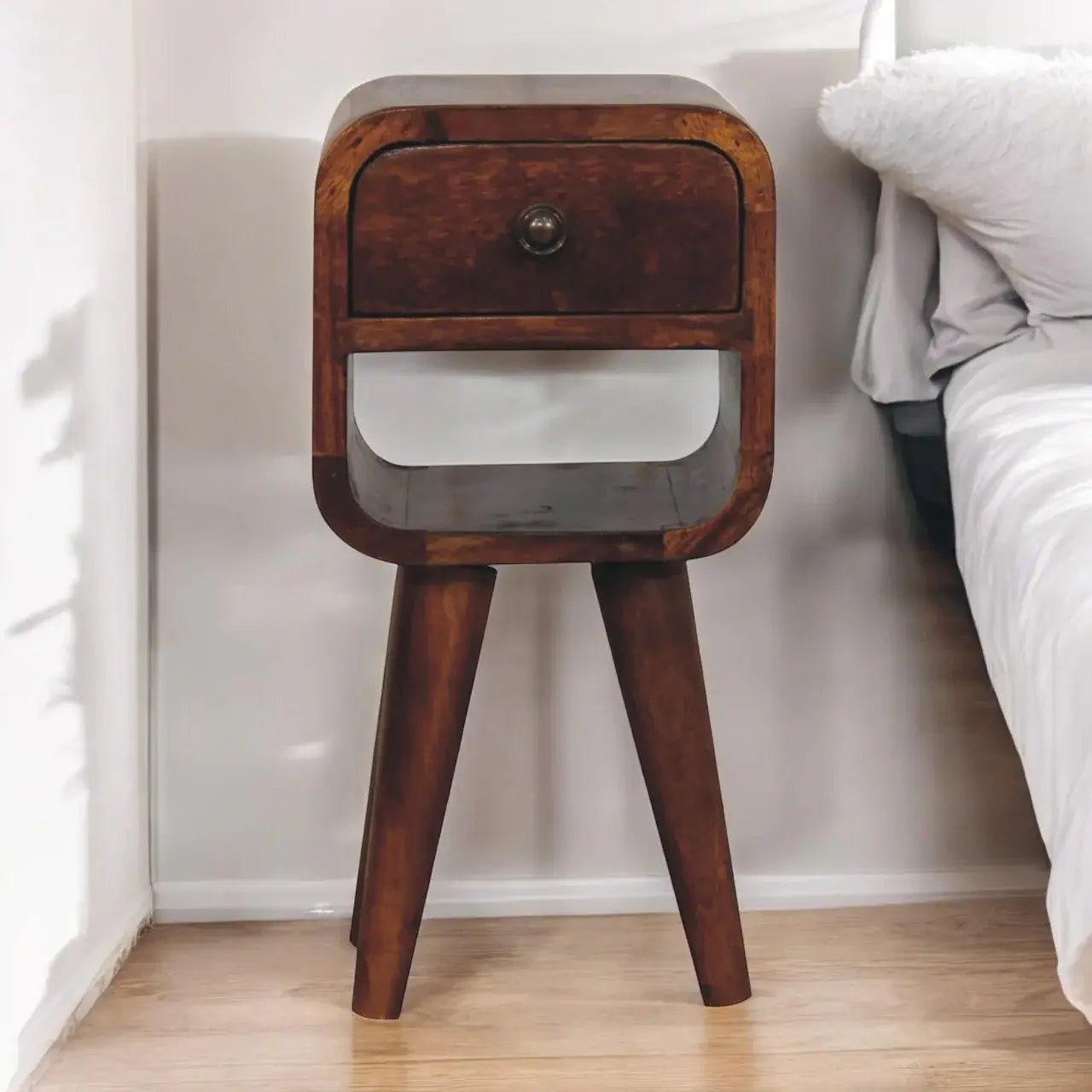 Extra Mini Chestnut Curve Lower Bedside - Artisan Furniture - Flyclothing LLC