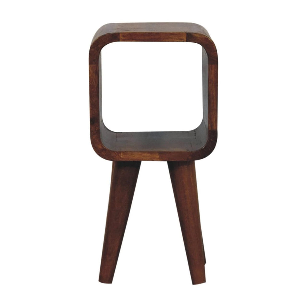 Extra Mini Minimalist Open Curved Chestnut Bedside - Artisan Furniture