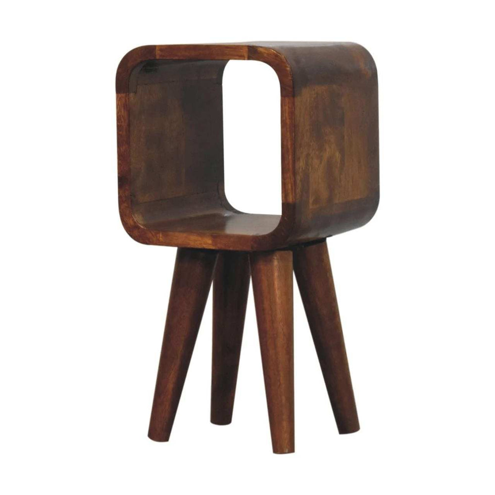 Extra Mini Minimalist Open Curved Chestnut Bedside - Artisan Furniture - Flyclothing LLC