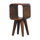 Extra Mini Minimalist Open Curved Chestnut Bedside - Artisan Furniture