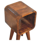 Extra Mini Minimalist Open Curved Chestnut Bedside - Artisan Furniture - Flyclothing LLC