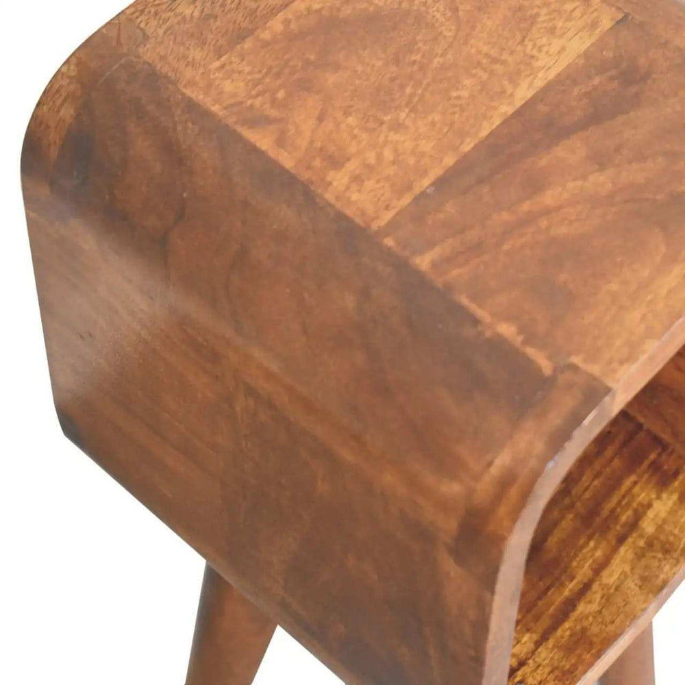 Extra Mini Minimalist Open Curved Chestnut Bedside - Artisan Furniture - Flyclothing LLC