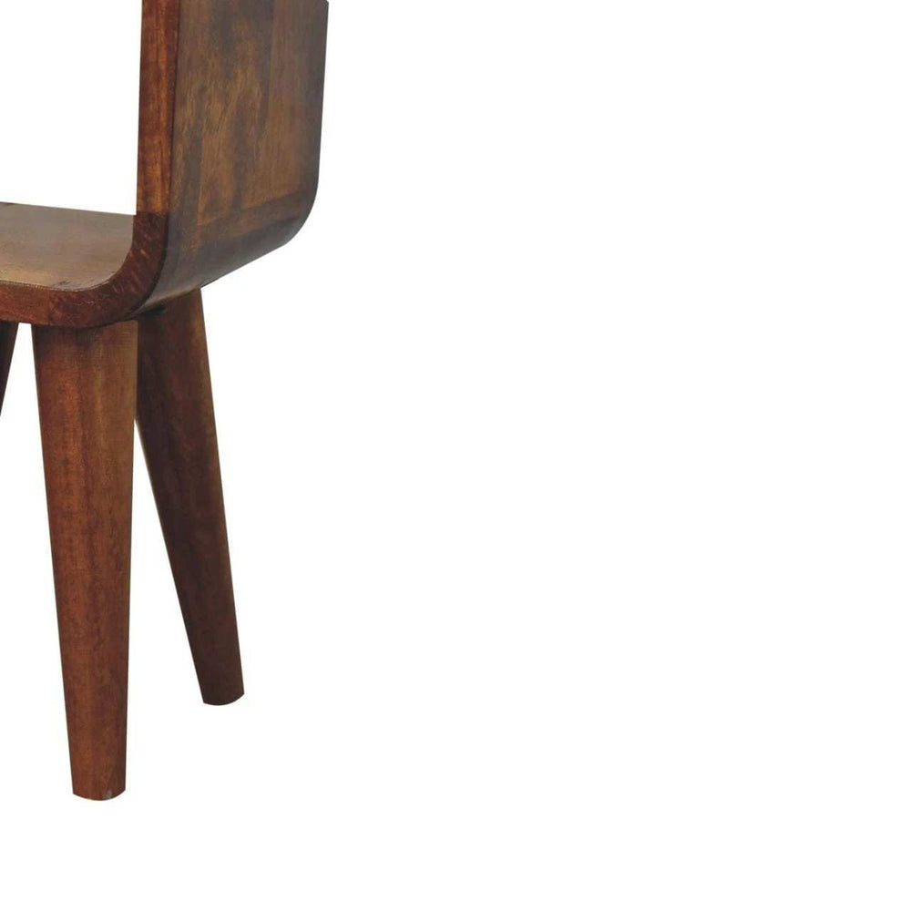 Extra Mini Minimalist Open Curved Chestnut Bedside - Artisan Furniture - Flyclothing LLC