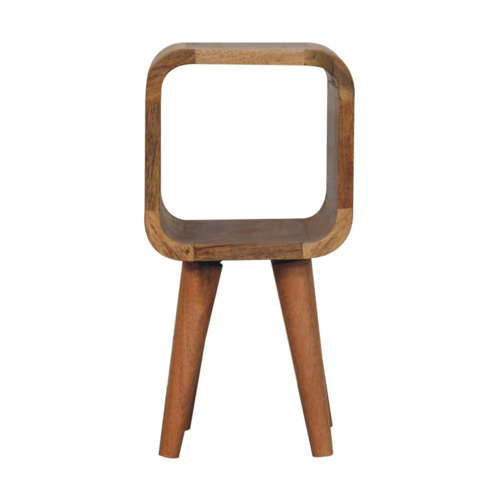Extra Mini Minimalist Open Curved Oak-ish Bedside - Artisan Furniture