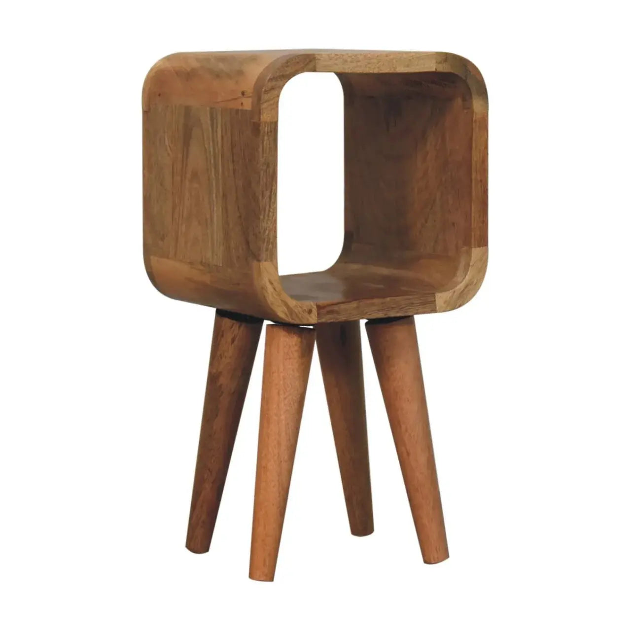 Extra Mini Minimalist Open Curved Oak-ish Bedside - Artisan Furniture - Flyclothing LLC