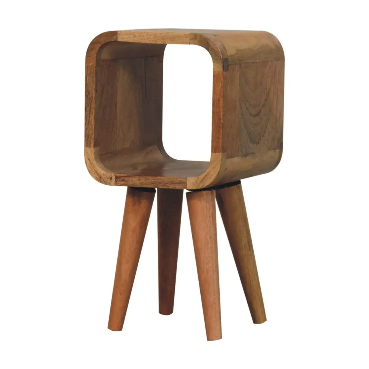 Extra Mini Minimalist Open Curved Oak-ish Bedside - Artisan Furniture - Flyclothing LLC