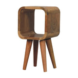 Extra Mini Minimalist Open Curved Oak-ish Bedside - Artisan Furniture