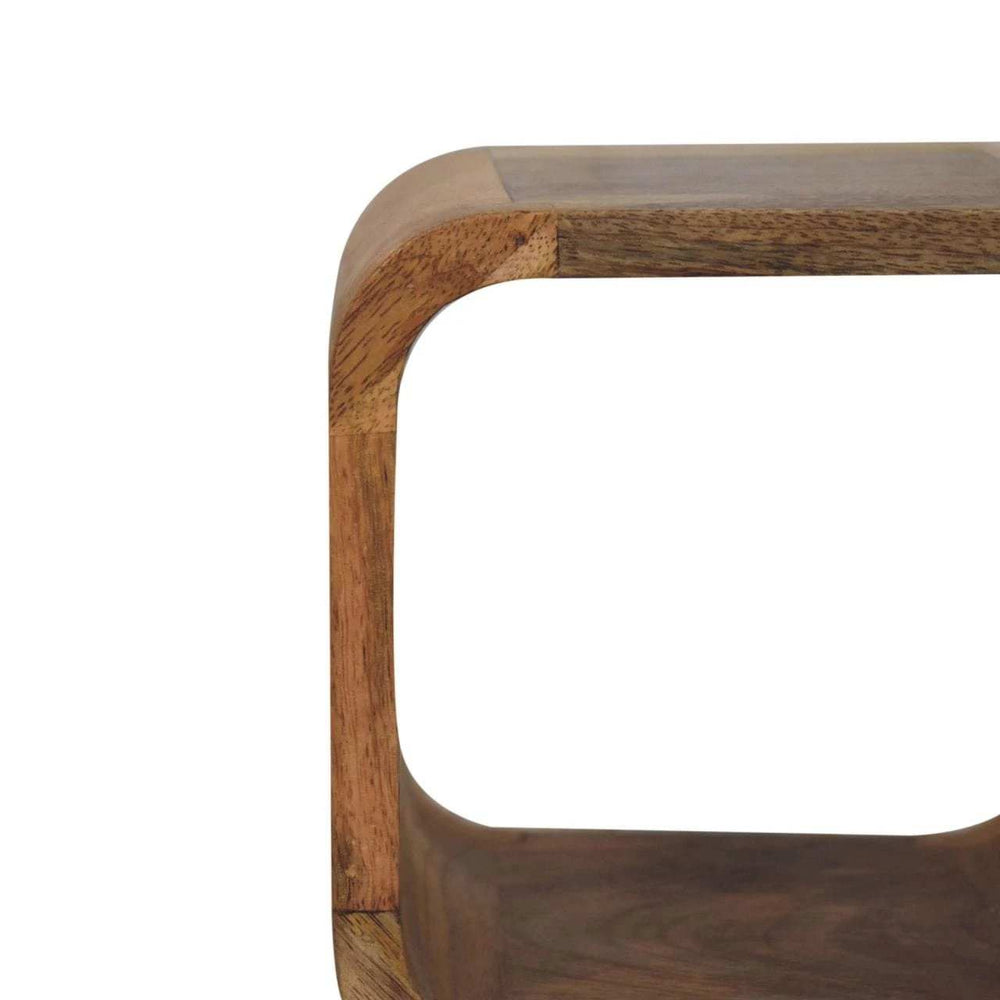 Extra Mini Minimalist Open Curved Oak-ish Bedside - Artisan Furniture - Flyclothing LLC