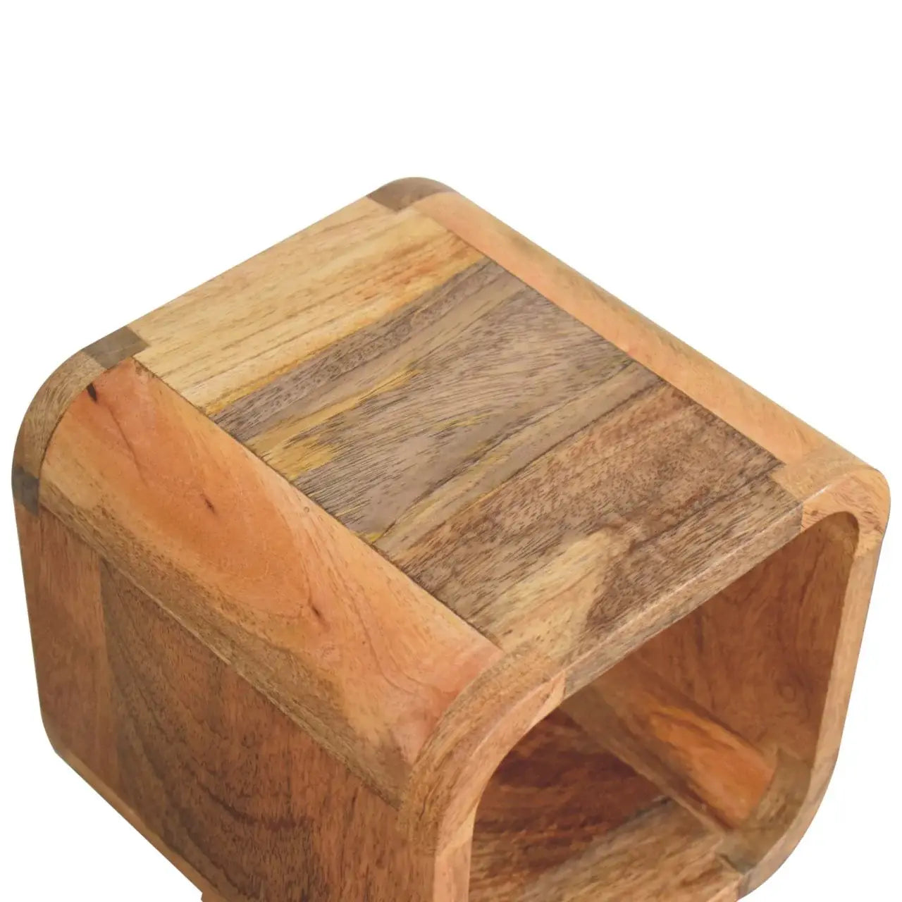 Extra Mini Minimalist Open Curved Oak-ish Bedside - Artisan Furniture - Flyclothing LLC