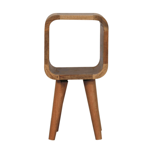 Extra Mini Minimalist Open Curved Oak-ish Bedside - Artisan Furniture - Flyclothing LLC