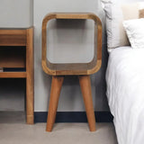 Extra Mini Minimalist Open Curved Oak-ish Bedside - Artisan Furniture - Flyclothing LLC