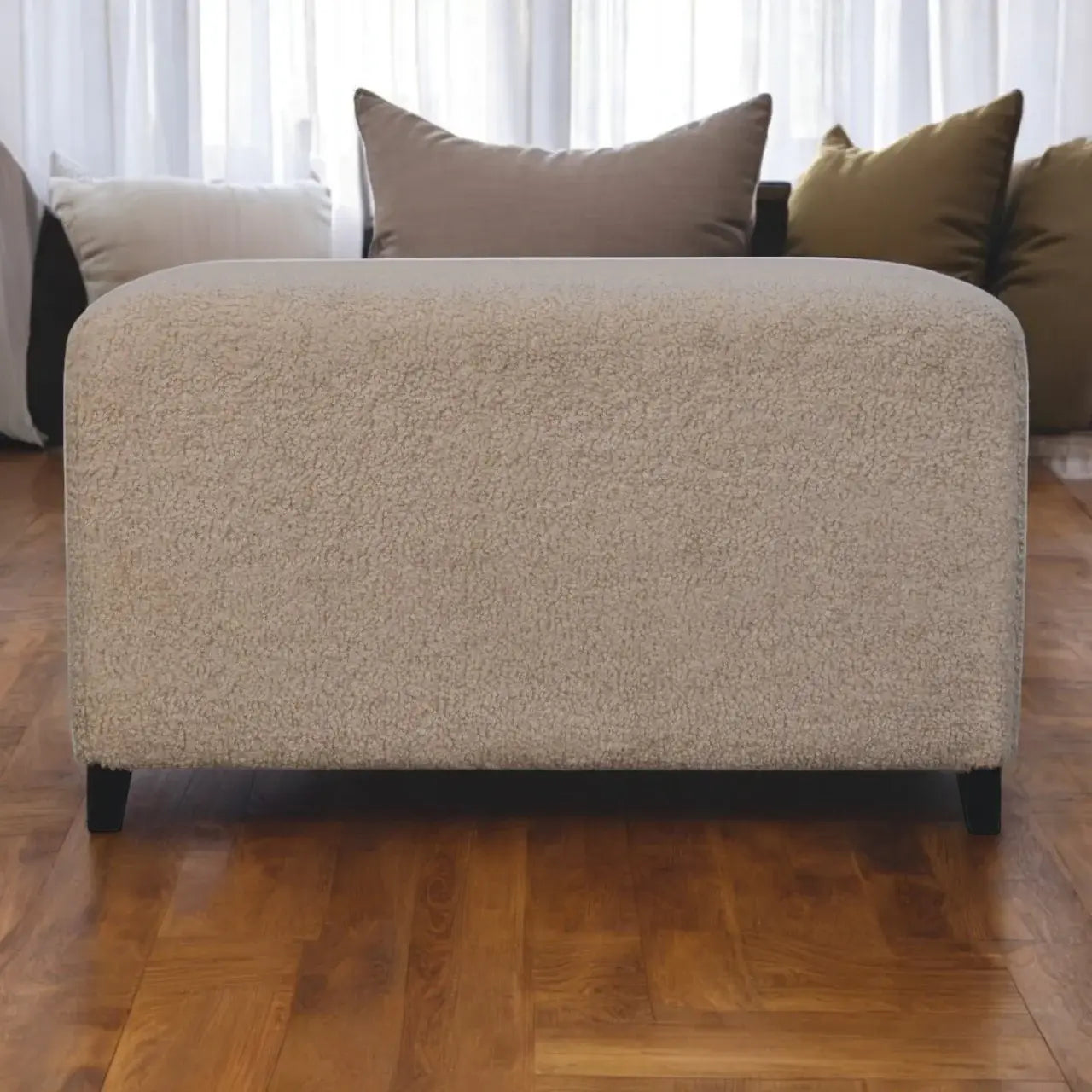 Bliss Cream Boucl Ottoman - Artisan Furniture - Flyclothing LLC