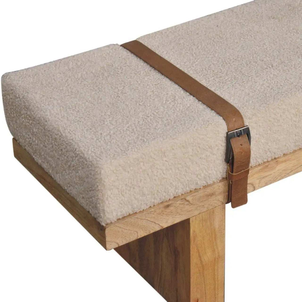 Belmont Cream Boucle Bench - Artisan Furniture - Flyclothing LLC
