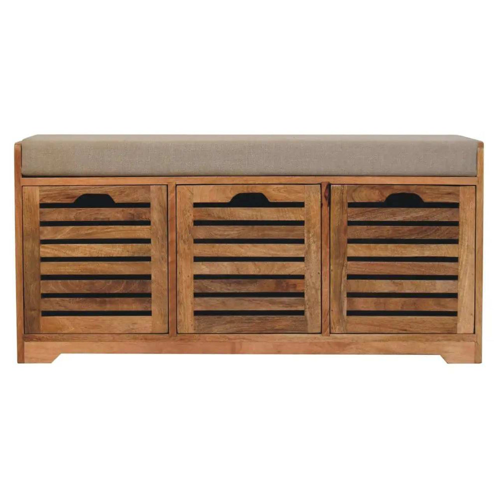 Shutter Oak-ish Shoe Bench - Artisan Furniture - Flyclothing LLC