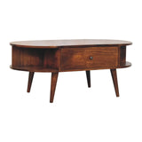 Chestnut Oval Coffee Table with 1 Drawer - Artisan Furniture - Flyclothing LLC
