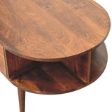 Chestnut Oval Coffee Table with 1 Drawer - Artisan Furniture - Flyclothing LLC