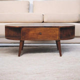 Chestnut Oval Coffee Table with 1 Drawer - Artisan Furniture - Flyclothing LLC
