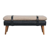 Boucle x Black Leather Bench - Artisan Furniture - Flyclothing LLC