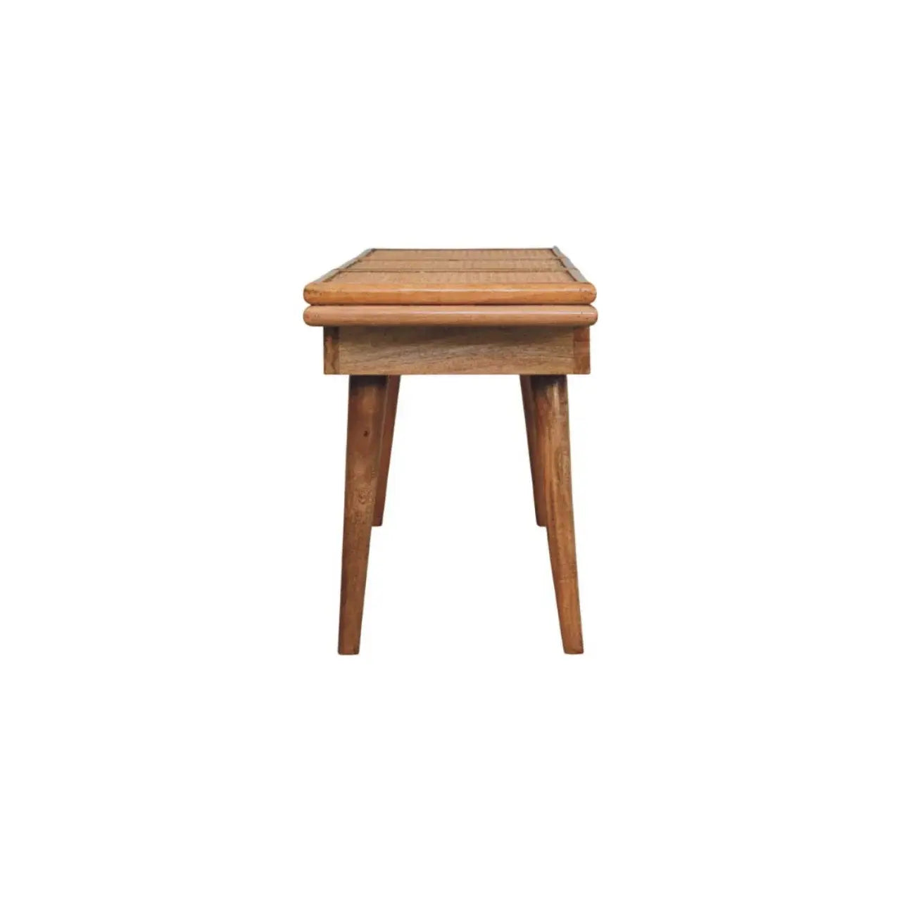 Larissa Triple Accent Oak-ish Cane Bench - Artisan Furniture - Flyclothing LLC