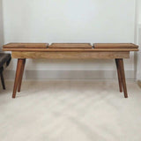 Larissa Triple Accent Oak-ish Cane Bench - Artisan Furniture - Flyclothing LLC