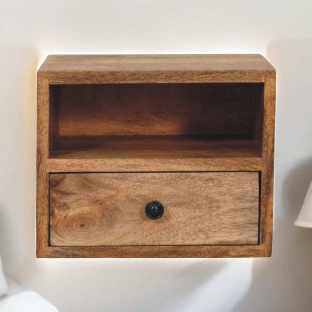 Artisan Furniture Solis 1-Drawer Oak-ish Wall Mounted Nightstand - Artisan Furniture - Flyclothing LLC