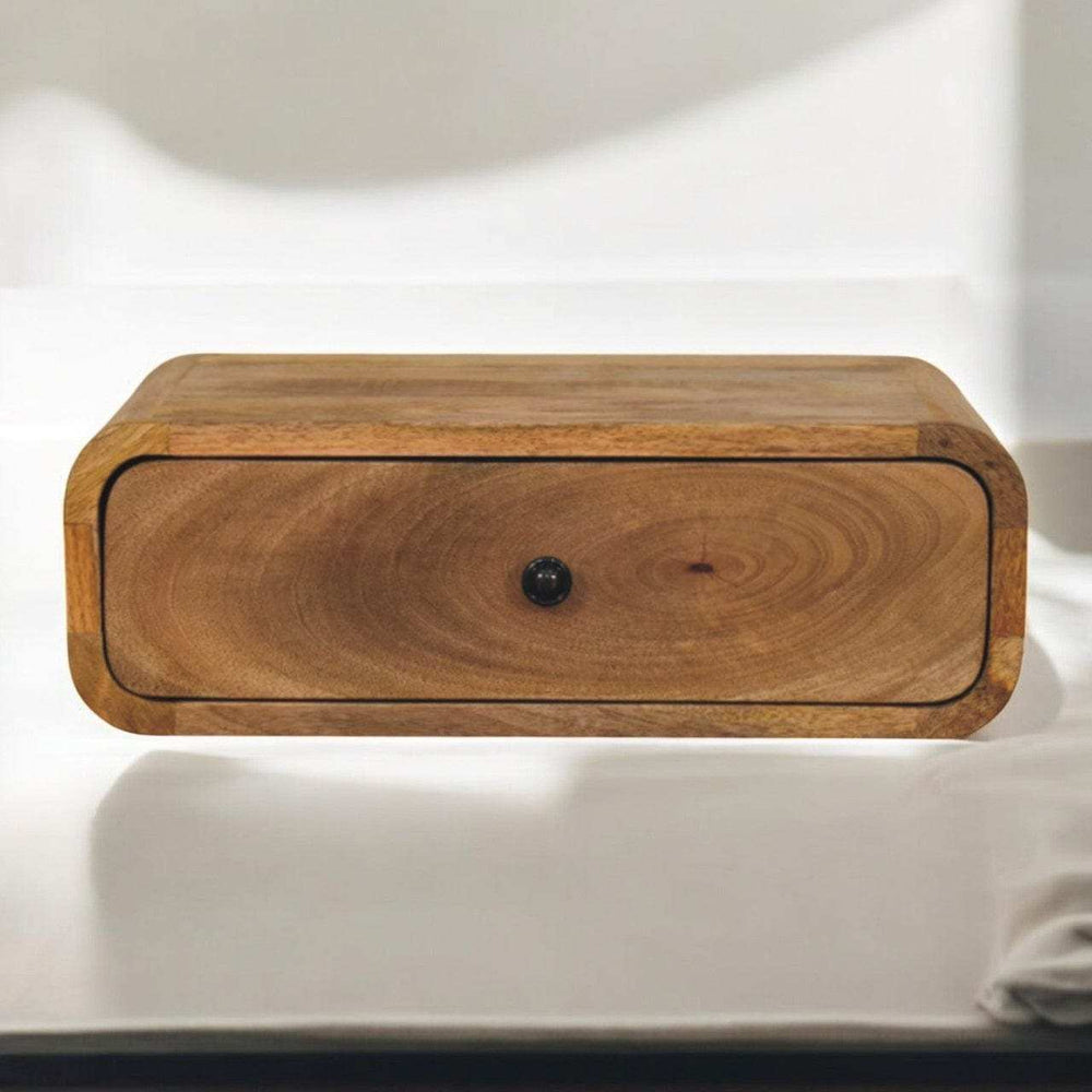 Avora Wall-Mounted Oak-ish 1 Drawer Nightstand - Artisan Furniture - Flyclothing LLC